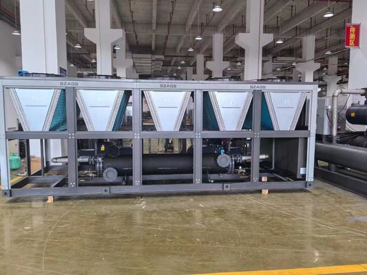 شراء 150HP مكبس المسمار المبرد بالهواء المبرد الصناعي الكيميائي 150 طن آلة التبريد بالهواء لخطوط طحن ملفات تعريف PVC online manufacture