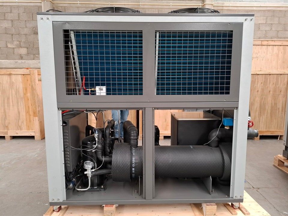 5HP المبرد المائي الصناعي معالجة البلاستيك 5RT المبرد بالهواء لمبرد الصيدلة الكيميائية مكثف أنبوب النحاس
